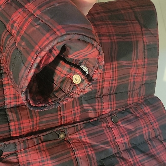 CHARLES F ORVIS PLAID POLYESTER JACKET  LARGE RED/BLACK - Picture 3 of 15